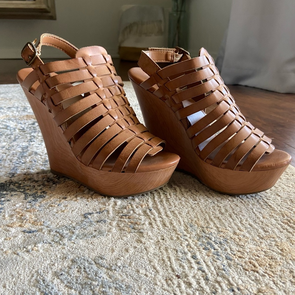 Brown Woven Wedges
